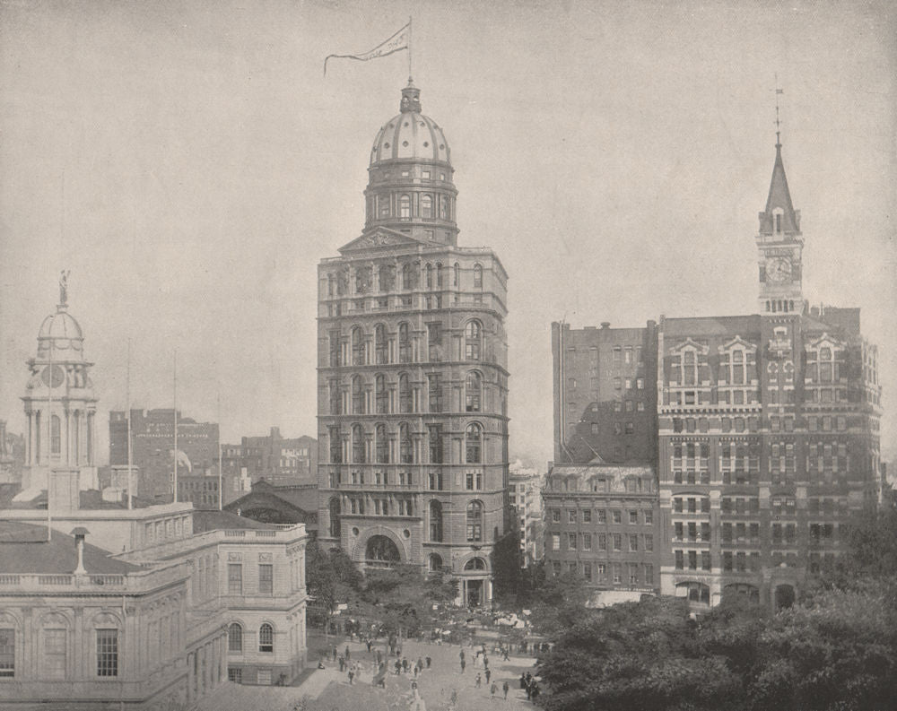 Printing House Square, New York. City Hall, NY World & NY Tribune Buildings 1895